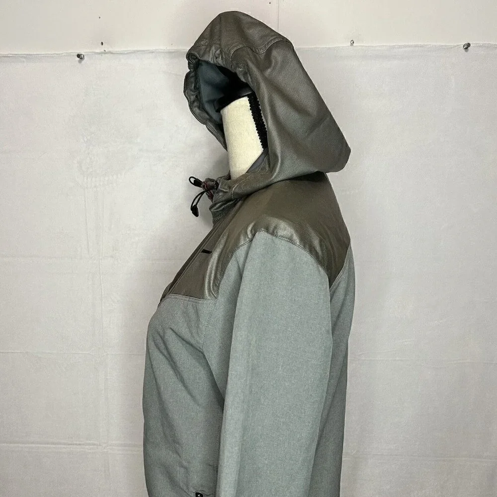Nike Pro Running Jacket Womens Gray Red Hooded Full Zip Stretch Sz. S